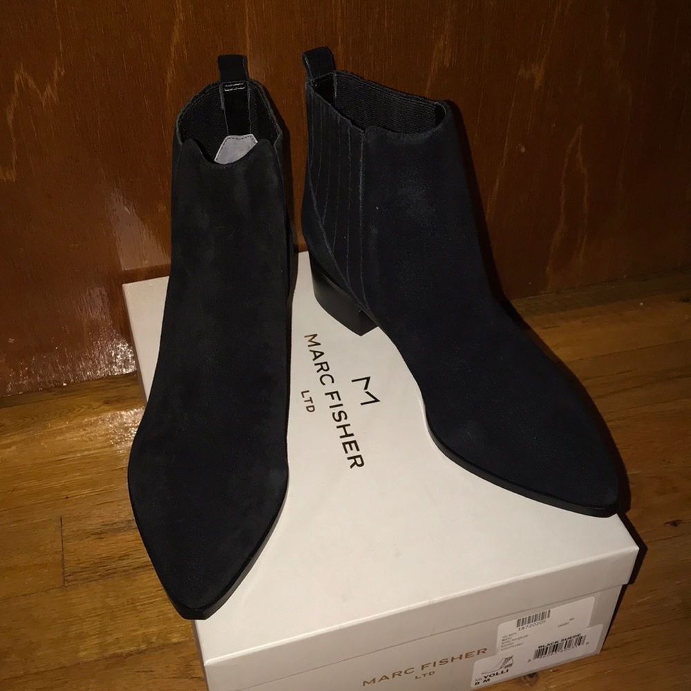 Marc Fisher Black Suede Yolli Bootie